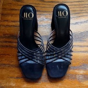 Black jeweled JLo sandals 8.5